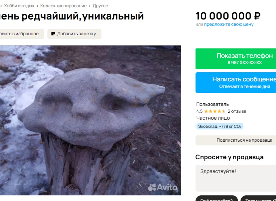 Волгоградец пытается продать камень необычной формы за 10 млн рублей